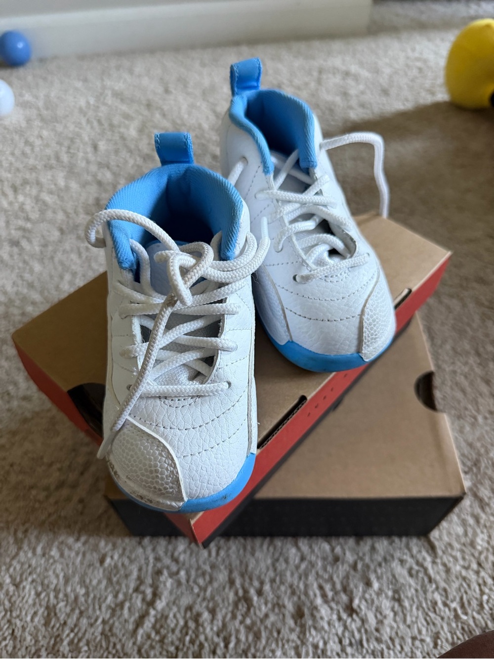 Jordan Kids White and Light Blue Sneakers